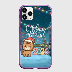Чехол iPhone 11 Pro матовый Новогодняя лошадка 2026 год