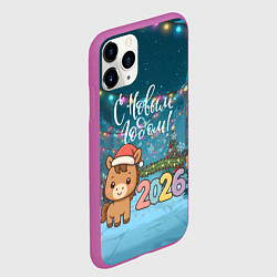 Чехол iPhone 11 Pro матовый Новогодняя лошадка 2026 год, цвет: 3D-фиолетовый — фото 2