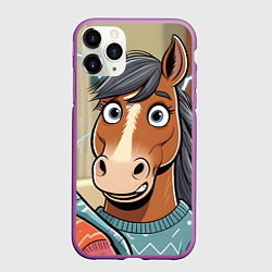 Чехол iPhone 11 Pro матовый Конь и недоразумение, цвет: 3D-фиолетовый