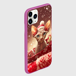 Чехол iPhone 11 Pro матовый Сфинкс новогодняя кошка, цвет: 3D-фиолетовый — фото 2