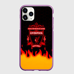 Чехол iPhone 11 Pro матовый Liverpool огонь спорт, цвет: 3D-фиолетовый