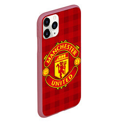 Чехол iPhone 11 Pro матовый Manchester United, цвет: 3D-малиновый — фото 2