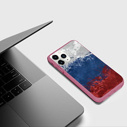 Чехол iPhone 11 Pro матовый Флаг России, цвет: 3D-малиновый — фото 2