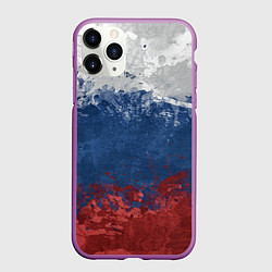 Чехол iPhone 11 Pro матовый Флаг России, цвет: 3D-фиолетовый