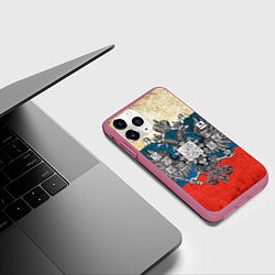 Чехол iPhone 11 Pro матовый Герб имперской России, цвет: 3D-малиновый — фото 2