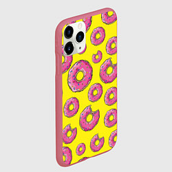 Чехол iPhone 11 Pro матовый Пончики Гомера, цвет: 3D-малиновый — фото 2