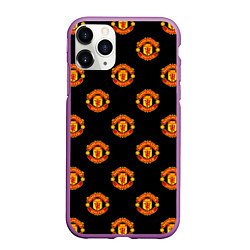 Чехол iPhone 11 Pro матовый Manchester United Pattern, цвет: 3D-фиолетовый