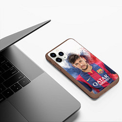 Чехол iPhone 11 Pro матовый Neymar FCB, цвет: 3D-коричневый — фото 2