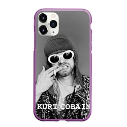Чехол iPhone 11 Pro матовый Кобейн в очках, цвет: 3D-фиолетовый