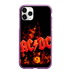 Чехол iPhone 11 Pro матовый AC/DC Flame, цвет: 3D-фиолетовый