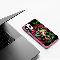 Чехол iPhone 11 Pro матовый BFMV: Roses Skull, цвет: 3D-малиновый — фото 2