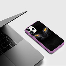 Чехол iPhone 11 Pro матовый Черная кошка, цвет: 3D-фиолетовый — фото 2