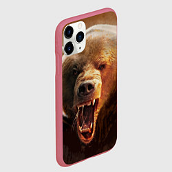 Чехол iPhone 11 Pro матовый Рык медведя, цвет: 3D-малиновый — фото 2