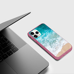 Чехол iPhone 11 Pro матовый Берег, цвет: 3D-малиновый — фото 2