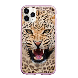 Чехол iPhone 11 Pro матовый Взгляд леопарда, цвет: 3D-розовый