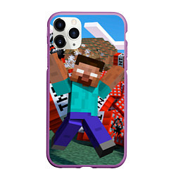 Чехол iPhone 11 Pro матовый Minecraft Man, цвет: 3D-фиолетовый