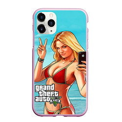 Чехол iPhone 11 Pro матовый GTA 5: Selfie Girl, цвет: 3D-розовый