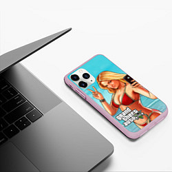 Чехол iPhone 11 Pro матовый GTA 5: Selfie Girl, цвет: 3D-розовый — фото 2