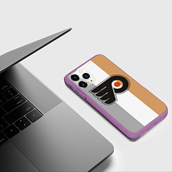 Чехол iPhone 11 Pro матовый Philadelphia Flyers, цвет: 3D-фиолетовый — фото 2