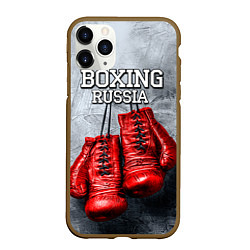 Чехол iPhone 11 Pro матовый Boxing Russia, цвет: 3D-коричневый