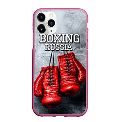 Чехол iPhone 11 Pro матовый Boxing Russia, цвет: 3D-малиновый