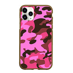 Чехол iPhone 11 Pro матовый Камуфляж: розовый/коричневый