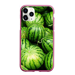 Чехол iPhone 11 Pro матовый Арбузы, цвет: 3D-малиновый