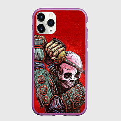 Чехол iPhone 11 Pro матовый Скелет, цвет: 3D-фиолетовый