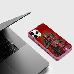 Чехол iPhone 11 Pro матовый Скелеты, цвет: 3D-малиновый — фото 2