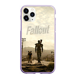 Чехол iPhone 11 Pro матовый Fallout City, цвет: 3D-светло-сиреневый