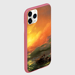 Чехол iPhone 11 Pro матовый Айвазовский - 9 Вал, цвет: 3D-малиновый — фото 2