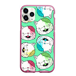 Чехол iPhone 11 Pro матовый Drop Dead: Kitty Heads, цвет: 3D-малиновый