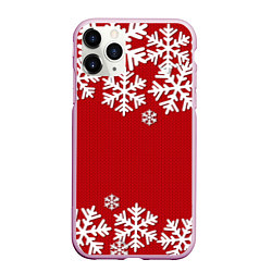 Чехол iPhone 11 Pro матовый Снежинки, цвет: 3D-розовый