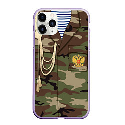 Чехол iPhone 11 Pro матовый Униформа дембеля, цвет: 3D-светло-сиреневый