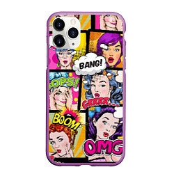 Чехол iPhone 11 Pro матовый POP ART, цвет: 3D-фиолетовый