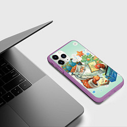 Чехол iPhone 11 Pro матовый Дед мороз, цвет: 3D-фиолетовый — фото 2