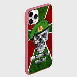Чехол iPhone 11 Pro матовый Череп: Пограничные войска, цвет: 3D-малиновый — фото 2