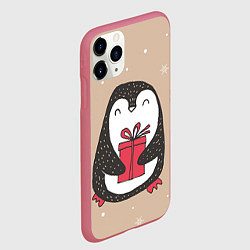 Чехол iPhone 11 Pro матовый Пингвин с подарком, цвет: 3D-малиновый — фото 2