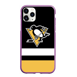 Чехол iPhone 11 Pro матовый Pittsburgh Penguins: Black, цвет: 3D-фиолетовый