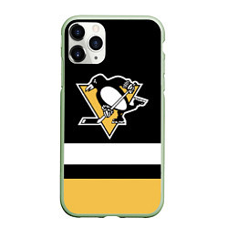 Чехол iPhone 11 Pro матовый Pittsburgh Penguins: Black, цвет: 3D-салатовый