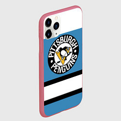 Чехол iPhone 11 Pro матовый Pittsburgh Penguins: White, цвет: 3D-малиновый — фото 2