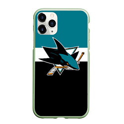 Чехол iPhone 11 Pro матовый San Jose Sharks, цвет: 3D-салатовый