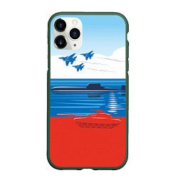 Чехол iPhone 11 Pro матовый Россия: Триколор армии, цвет: 3D-темно-зеленый
