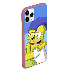 Чехол iPhone 11 Pro матовый Гомер и Мардж, цвет: 3D-малиновый — фото 2