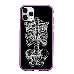 Чехол iPhone 11 Pro матовый Скелет, цвет: 3D-фиолетовый
