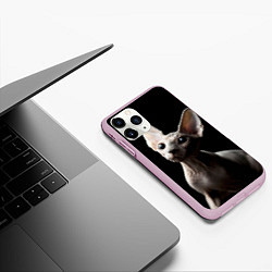 Чехол iPhone 11 Pro матовый Котик сфинкс, цвет: 3D-розовый — фото 2