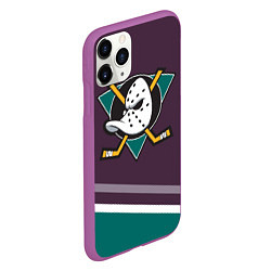 Чехол iPhone 11 Pro матовый Anaheim Ducks Selanne, цвет: 3D-фиолетовый — фото 2
