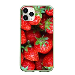 Чехол iPhone 11 Pro матовый Клубничная, цвет: 3D-салатовый