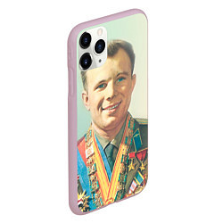 Чехол iPhone 11 Pro матовый Гагарин в орденах, цвет: 3D-розовый — фото 2