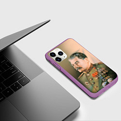 Чехол iPhone 11 Pro матовый Иосиф Сталин, цвет: 3D-фиолетовый — фото 2